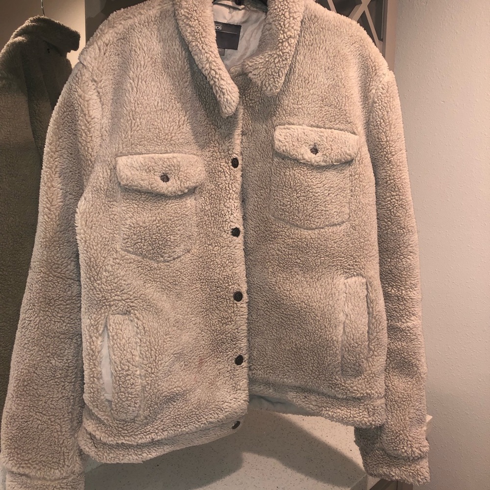 Asos Borg Western Jacket in Ecru